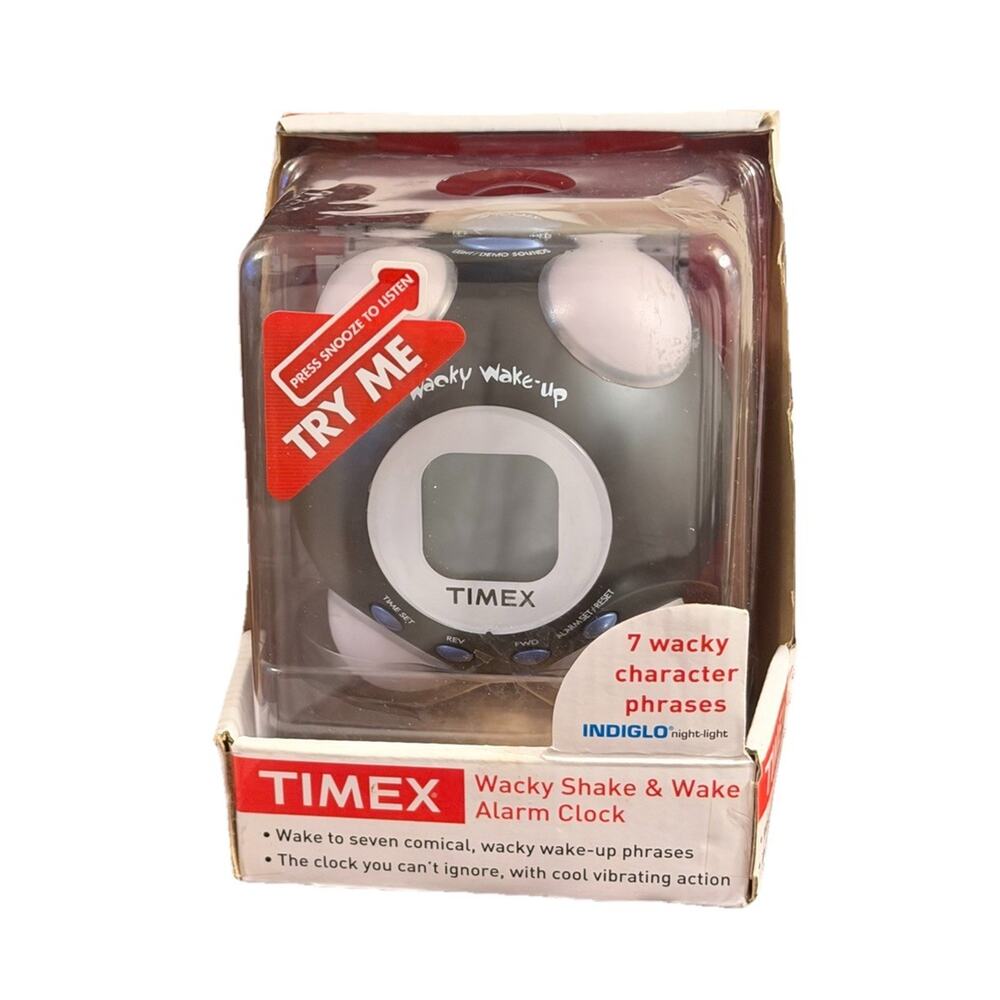 TIMEX Shake N Wake Alarm Clock 7 Wacky Character Phrases Lighted Wacky Wake-Up